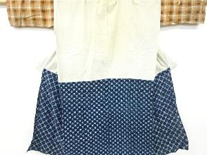 アンティーク　木綿本場久留米絣斜め格子模様胴抜き中着